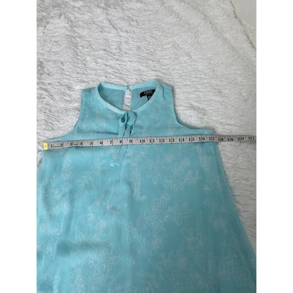 Chaps Mini Dress Aqua Turquoise Women's Size S-4 Chiffon Bow Tie Sleeveless - Picture 3 of 13